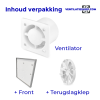 Pro-Design badkamer/toilet ventilator - TREKKOORD (KW100W) - Ø 100mm - Tegelfrontthumbnail