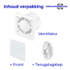 Pro-Design badkamer/toilet ventilator - STANDAARD (KW100) - Ø100mm - vlak GLAS - mat witthumbnail