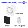Pro-Design badkamer/toilet ventilator - STANDAARD (KW125) - Ø125mm - vlak GLAS - mat zwartthumbnail