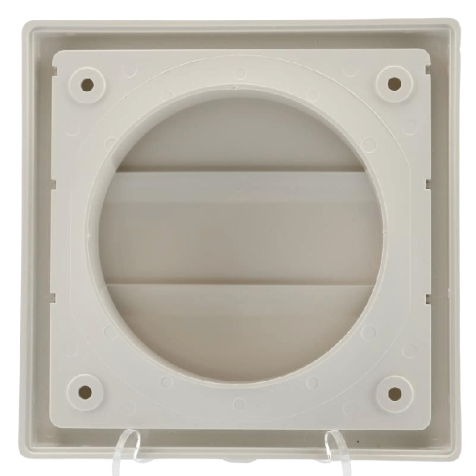 Kunststof overdrukrooster vierkant met aansluiting Ø100mm - WIT (150 x150mm)