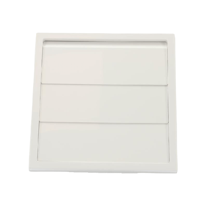 Kunststof overdrukrooster vierkant met aansluiting Ø150 & Ø160mm - WIT