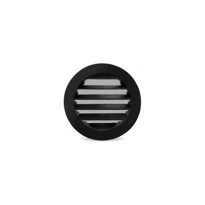 Rond buitenluchtrooster Ø 160mm aluminium met fijnmazig gaas - ZWART 