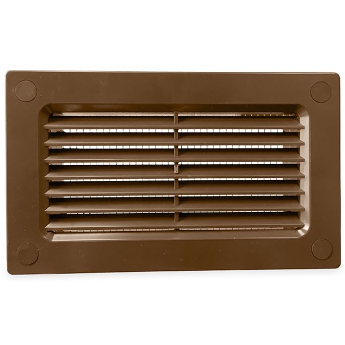 Kunststof gevelklep (buiten toepassing) voor kanaal 120 x 60mm - BRUIN