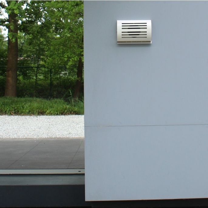 Design gevelkap PREMIUM LINE -DELTA- Ø 100mm met grofmazig gaas - WIT RAL9010