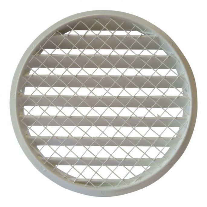 Rond buitenluchtrooster aluminium Ø 250mm - WIT- met grofmazig gaas - hoge doorlaat