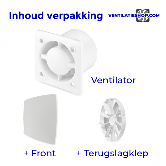 Pro-Design badkamerventilator - TIMER + VOCHTSENSOR (KW100H) - Ø 100mm - WIT *Bold-Line*