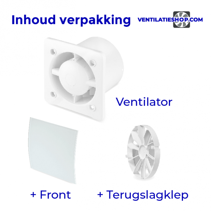 Pro-Design badkamer/toilet ventilator - TREKKOORD (KW100W) - Ø 100mm - gebogen GLAS - mat wit