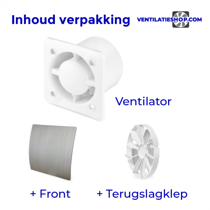 Pro-Design badkamerventilator - TIMER + VOCHTSENSOR (KW100H) - Ø 100mm - kunststof - zilver