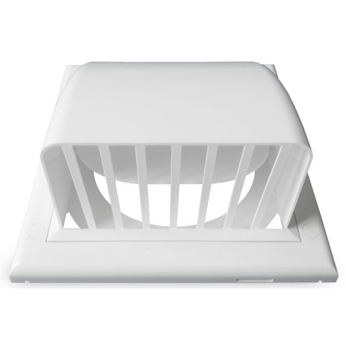 Kunststof gevelkap met klep | wit | achteraansluiting diameter 125 mm