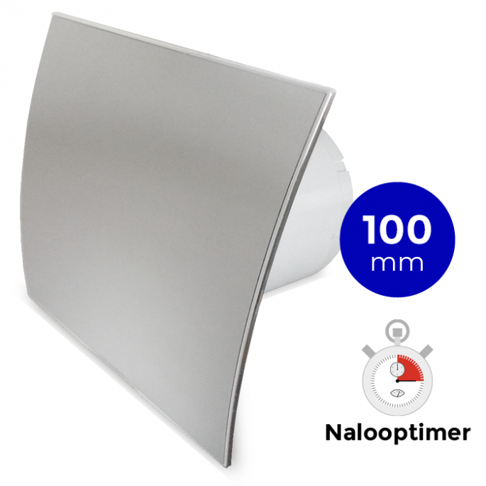 Pro-Design badkamer/toilet ventilator - MET TIMER (KW100T) - Ø100mm - RVS gebogen