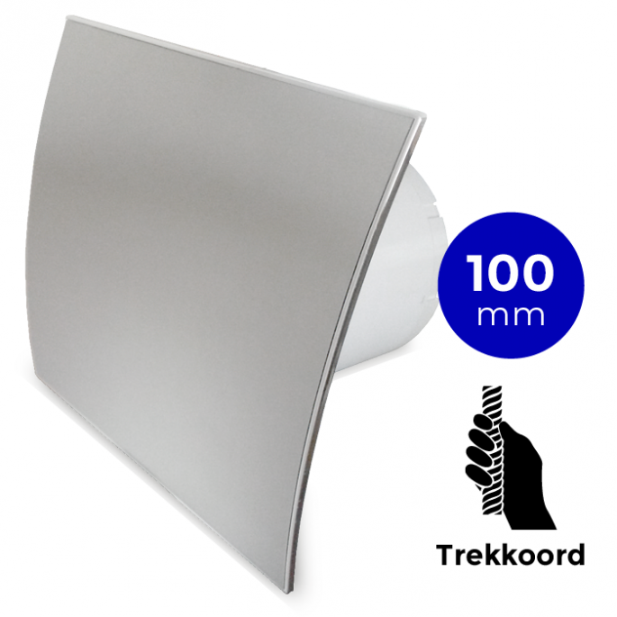 Pro-Design badkamer/toilet ventilator - TREKKOORD (KW100W) - Ø 100mm - RVS gebogen