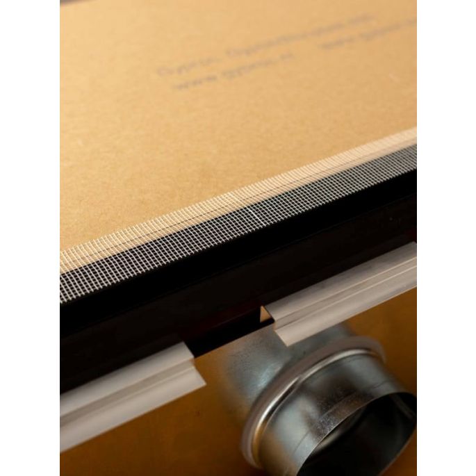 Instucbaar frameloos lijnrooster - 900mm - ongeïsoleerde plenumbox Ø125mm - AFVOER