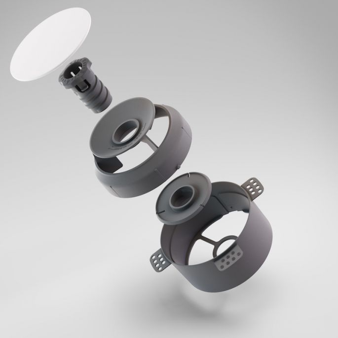 NoShow instucbaar designventiel 125mm - toevoer/afvoer - ZWART 