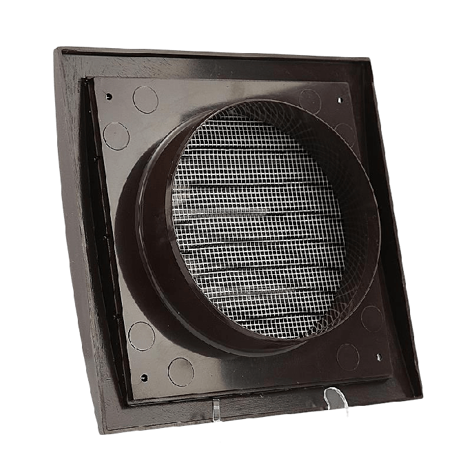 Kunststof overdrukrooster met vliegengaas, aansluiting 125mm - BRUIN 