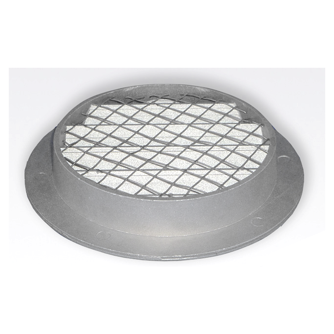 Rond buitenluchtrooster aluminium Ø 100mm met grofmazig gaas - hoge doorlaat