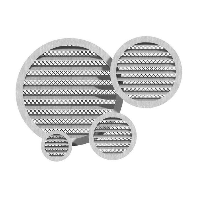 Rond buitenluchtrooster aluminium Ø 100mm met grofmazig gaas - hoge doorlaat
