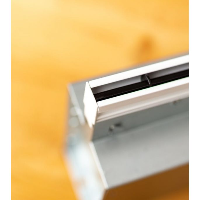 'Ultra smal' lijnrooster met ongeïsoleerde plenum Ø100mm voor luchtafvoer - L=600mm