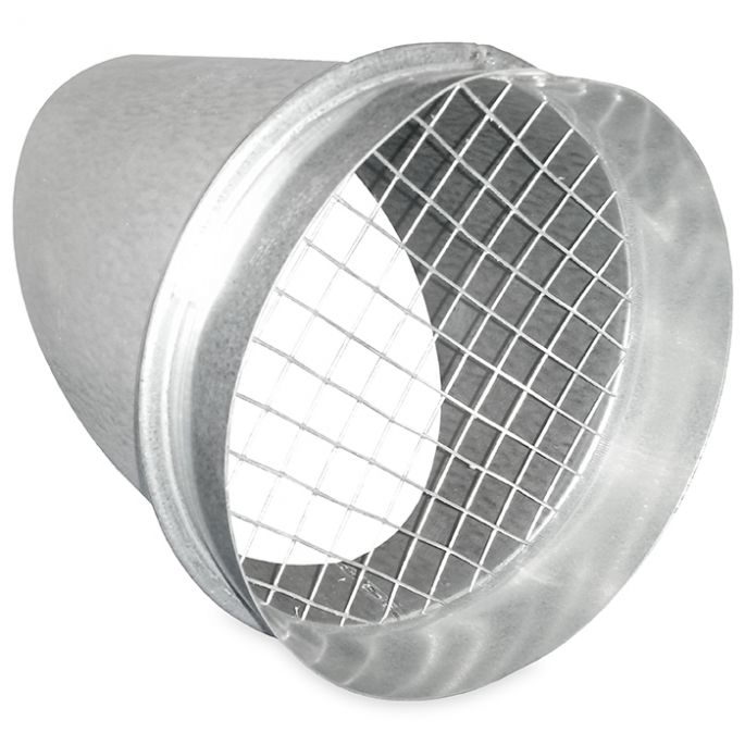 Uitblaasstuk | 45º diameter 100 mm | met gaas