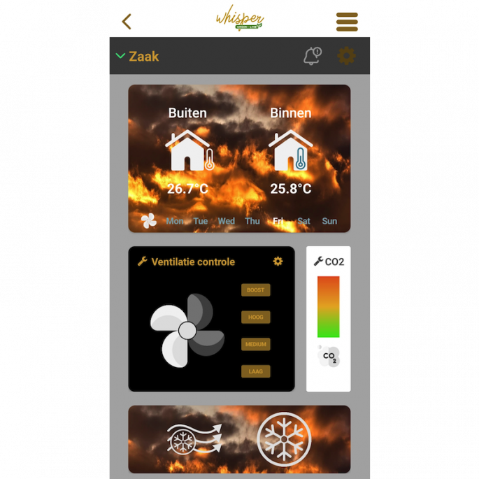 Whisper Green Line 250 - WTW - 250 m3/h - app gestuurd - wand & plafondmontage