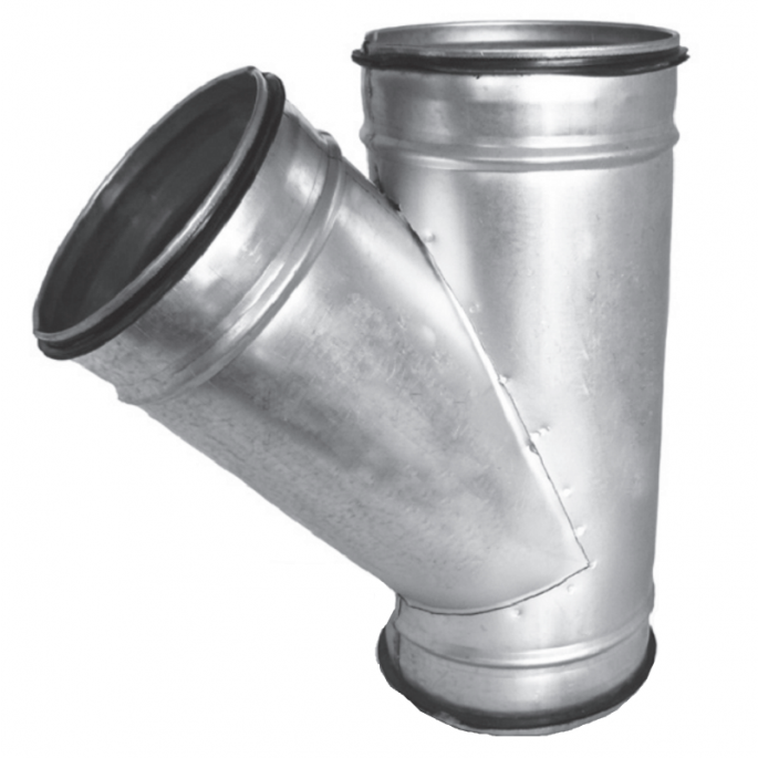 T-stuk  45° | diameter 125 mm | aftakking diameter 125 mm | SAFE